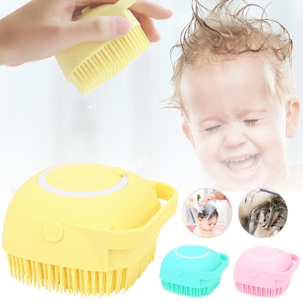 Silicone Bath & Body Shower Brush with Liquid Soap Dispenser | Soft Exfoliating Body Scrubber (Random Color)