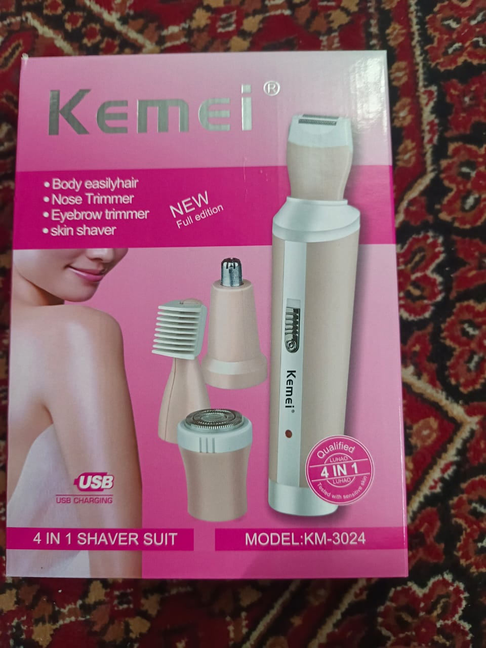 Kemei 4 in 1 Rechargeable Hair Remover Shaver Ladies Epilator KM-3024