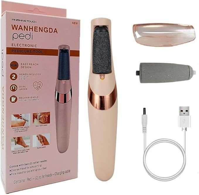 USB Rechargeable Foot Callus Remover – Electric Foot File with LED Light, 2-Speed Settings & Dead Skin Removal for Smooth Feet