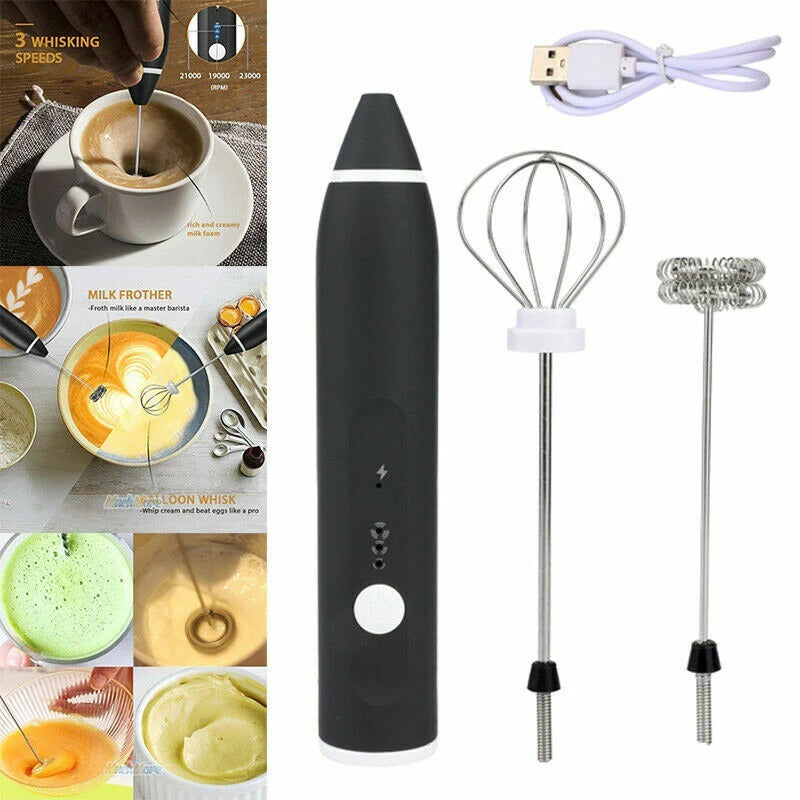 2-in-1 Rechargeable Coffee Beater & Electric Milk Frother | Handheld Foam Maker for Coffee & Drinks