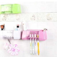 Wall Mounted Toothbrush Holder – Drill-Free Bathroom Storage Organizer | Multipurpose Bathroom Accessories Stand