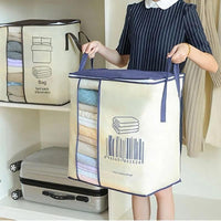 Printed Blanket Organizer with Handles - Large Storage Bag for Clothes, Blankets & Bedding
