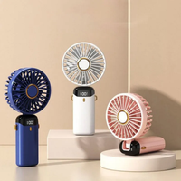 Rechargeable Hand Fan with LED Display – 5 Speed Portable Mini USB Fan for Kids, School & Travel