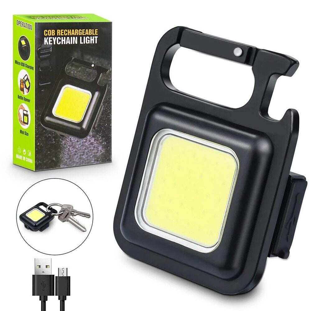 Rechargeable Mini COB Light with Box – 3in1 LED Flashlight Torch with 3 Modes Portable Keychain Light