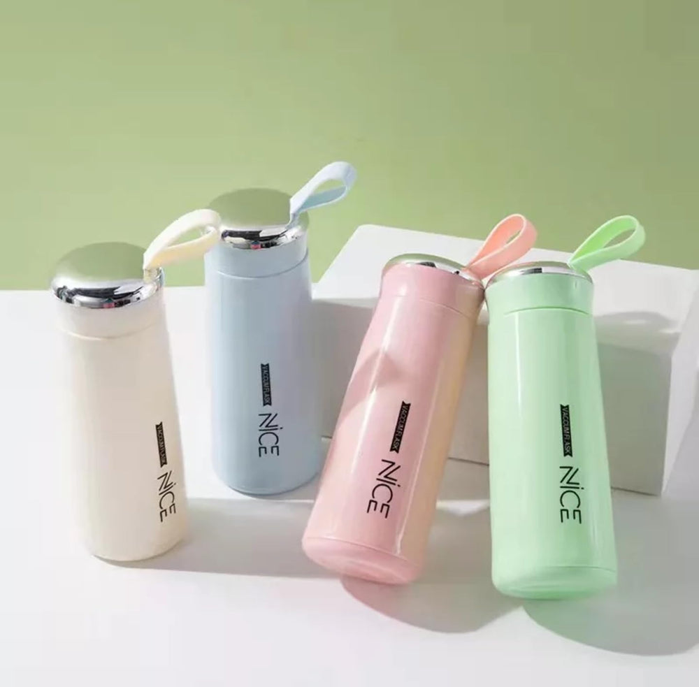 BPA Free Glass Water Bottle 400ml | Portable Tumbler with Protective Plastic Shell for School, Gym & Office (Random Color)