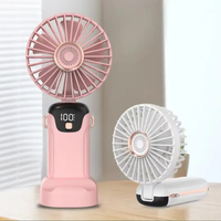 Rechargeable Hand Fan with LED Display – 5 Speed Portable Mini USB Fan for Kids, School & Travel