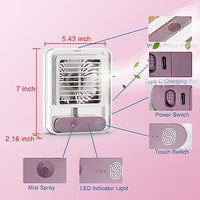 Type C Rechargeable Portable Mini Air Conditioner with Humidifier & 3 Speed Fan