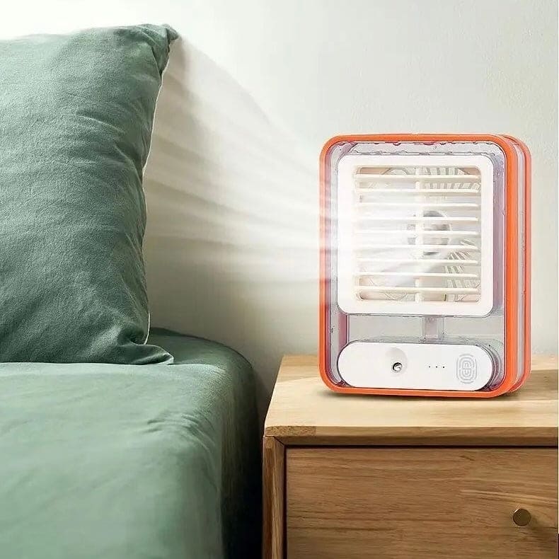 Type C Rechargeable Portable Mini Air Conditioner with Humidifier & 3 Speed Fan