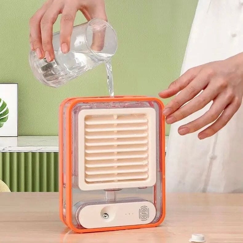 Type C Rechargeable Portable Mini Air Conditioner with Humidifier & 3 Speed Fan
