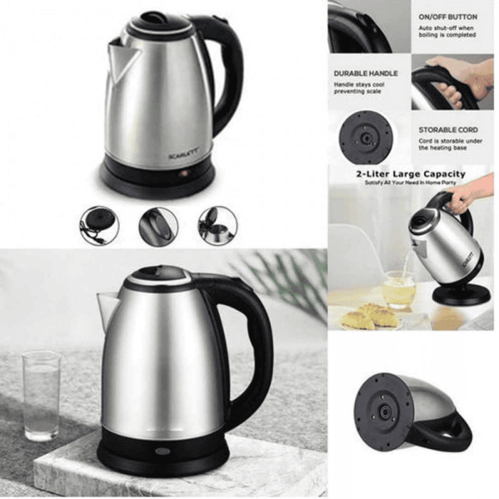 Electric Kettle – Premium Quality Polished Stainless Steel Body with Automatic Turn-Off Technology