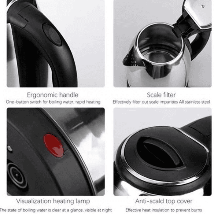 Electric Kettle – Premium Quality Polished Stainless Steel Body with Automatic Turn-Off Technology
