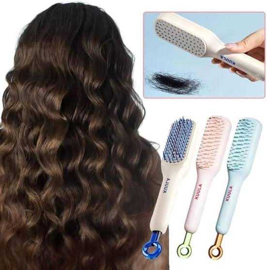 Telescopic Self-Cleaning Hair Brush – One-Click Easy Hair Removal Comb for Women & Girls